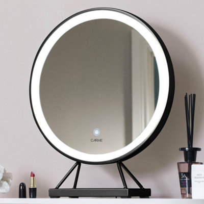 Carme Home Belle Medium Frame Touch Sensor Led Makeup Mirror With Lights Black