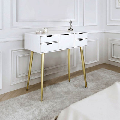 B&Q -  Gabriella Dressing Table-White/gold