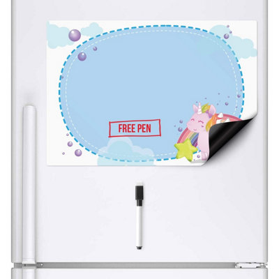 CKB LTD Unicorn Fridge Planner Magnetic Weekly Planner Memo Whiteboard With Marker A3 from B&Q