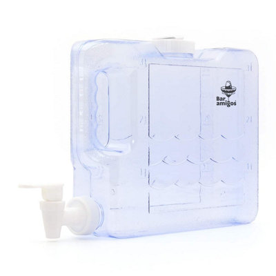 B&Q -  3L Slim Fridge Water DispenserPlastic Petg Travel Desktop ContainerBlue WhiteHolds 3 Liters