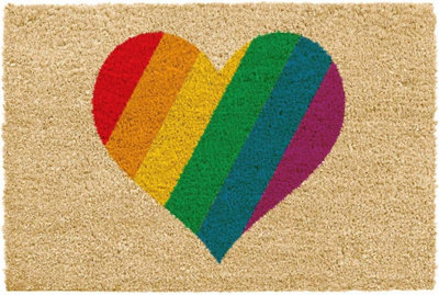 CKB LTD Rainbow Heart Shaped Novelty Doormat Unique Coir Front Doormats from B&Q