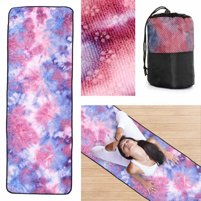 B&Q -  Purple Galaxy Style Yoga Towel Mat Non SlipQuick Dry Sweat Absorbent Washable Comfortable Blanket Pilates Workout Meditation - Image 3