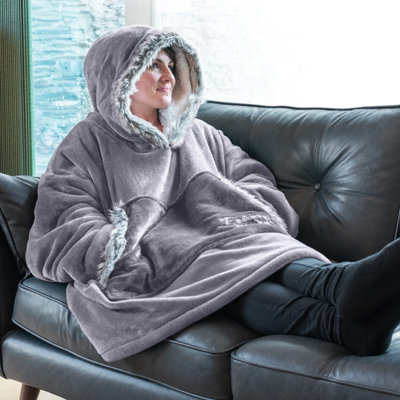 B&Q -  EskimoLilac Grey Wearable Blanket Oversized Hoodie Blankets For Adults Hooded