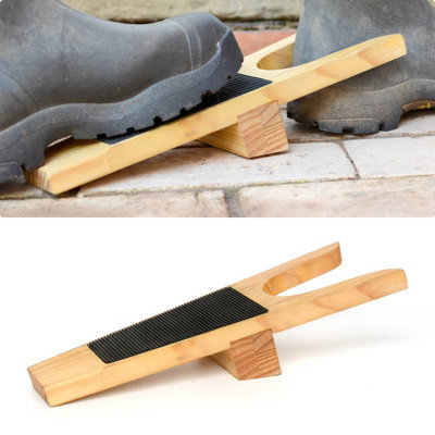 CKB LTD Wooden Boot Jack Wellington Wellies Removalk Tool Puller Metal Mud Scraper from B&Q