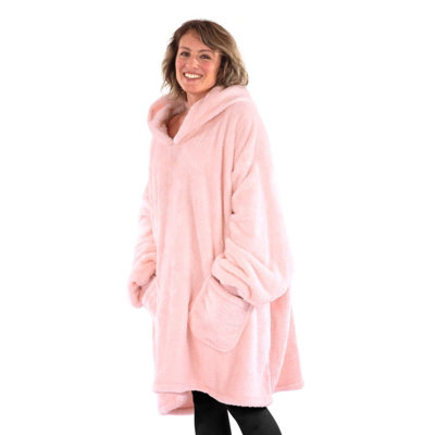 B&Q -  Hoodie Pink Quartz Wearable Blanket Oversized Hooded Blankets For Adults Hooded