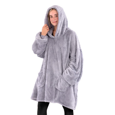 B&Q -  Hoodie Lilac Grey Wearable Blanket Oversized Hooded Blankets For Adults