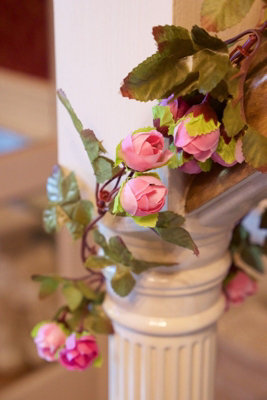 Best Artificial 7Ft Silk Pink Mini Rose Garland Decoration from B&Q