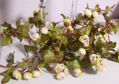 Best Artificial 7Ft Silk Mini Rose Garland / White from B&Q