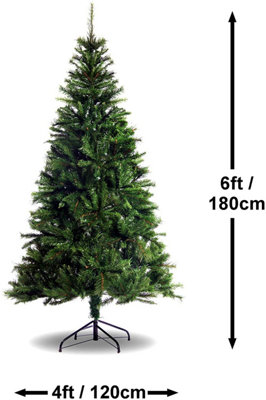 B&Q -  6Ft (180Cm) Colorado Pine Hinged Thick Indoor Full Christmas Tree With Metal Stand For Home Or Business