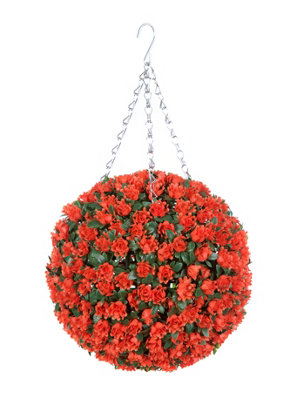 Best Artificial  28Cm Orange Rose Hanging Basket Flower Topiary BallSuitable For Outdoor UseWeather & Fade Resistant from B&Q