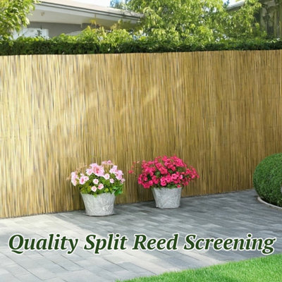 Best Artificial 4M X 1.2M Natural Split Reed Fencing Screening Rolls For Garden Outdoor Privacy from B&Q