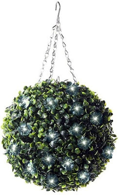 Best Artificial Pre-Lit Outdoor 28Cm Green Boxwood Hanging Plastic Grass Topiary Ball