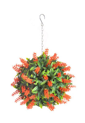 Best Artificial 24Cm Orange Lush Lavender Hanging Basket Flower Topiary BallSuitable For Outdoor UseWeather & Fade Resistant from B&Q