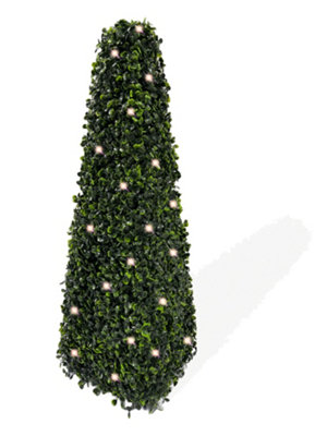 Best Artificial 2Ft Pre-Lit Pyramid Obelisk Boxwood Topiary Tree from B&Q