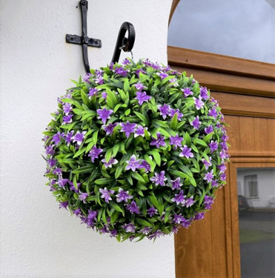 Best Artificial 38Cm Purple Lily Hanging Basket Flower Topiary BallSuitable For Outdoor UseWeather & Fade Resistant from B&Q