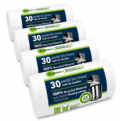 Evaness Biodegradable Tie Handle Pedal Bin Liners 20L-30L (120 Bags) from B&Q