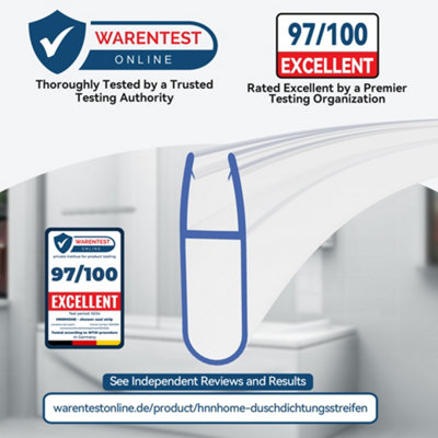 Hnnhome 870Mm Pre Curve Bath Shower Screen Door Seal Strip For 4-6Mm Curve Glass Door Up To 18Mm Gap