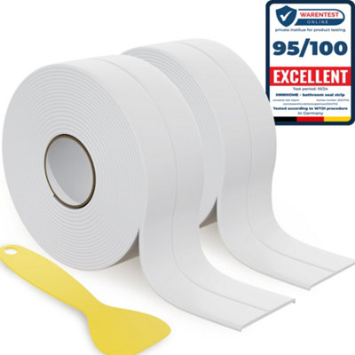 B&Q -  38mm X 3.2M White Self-Adhesive Bath Sealant StripWaterproof Sealing Tape Caulk Strip And Sink (White2)