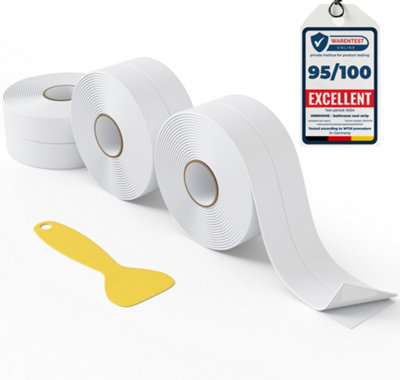 B&Q -  38mm X 3.2M White Self-Adhesive Bath Sealant StripWaterproof Sealing Tape Caulk Strip And Sink (White3)