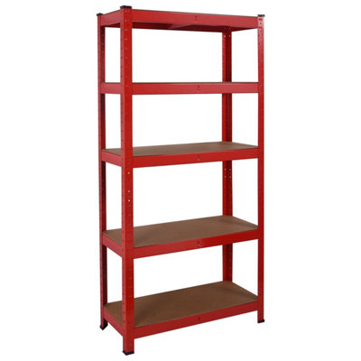 B&Q -  Heavy Duty Garage Shelving Unit5 Mdf Shelves875 Kg Max Load UnitsRed30 X 70 X 150 (Cm)