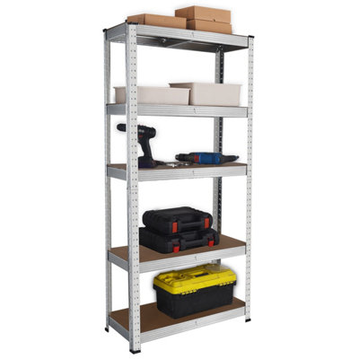 House Of Home 5 Shelf Steel & Mdf Galvanised Heavy Duty Garage Shelving Unit (H) 1500Mm X (W) 700Mm