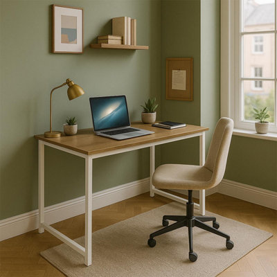 B&Q -  Folding Computer Desk Wooden Foldable White Work Table Laptop Office Pc Space Saving