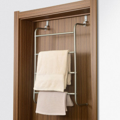 House Of Home Over-Door Towel Rack 4-Tier Bathroom Silver Storage Hanger Rail Bath Hand Towels from B&Q