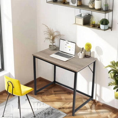 House Of Home Rustic Computer Desk Light Brown Top With Black Metal Frame 80Cm from B&Q