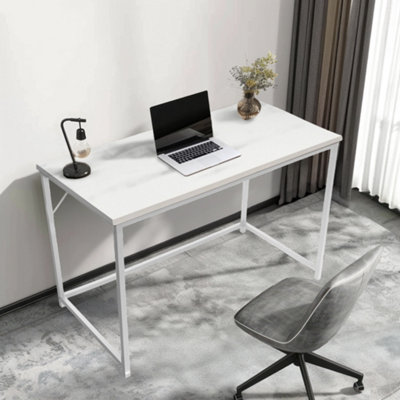 B&Q -  Rustic Computer Desk 120Cm White Wood Grain & Metal