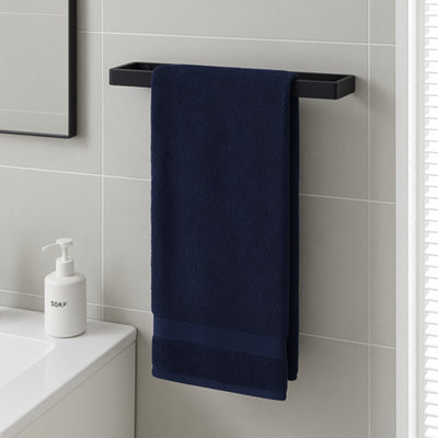 B&Q -  Wall Mounted Towel Holder Rail  Black Stainless Steel Rectangle 40Cm