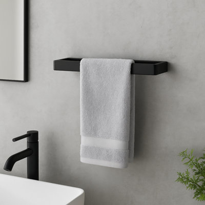 House Of Home Unisex Black Wall Mounted Towel Holder 30Cm Rectangle Rail - Image 3