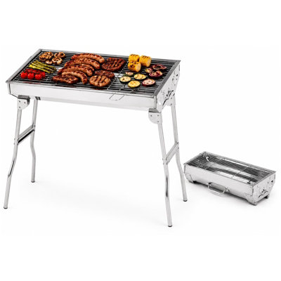 House Of Home Portable Charcoal Bbq Grill Folding Stainless Steel Barbecue Camping Festival from B&Q
