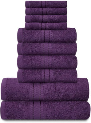 B&Q -  10 Piece Toronto Towel Bale Set Purple Premier Super Soft And Quick Obsorbent Bath Towel