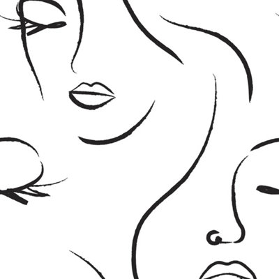 I Love Wallpaper Belle Line Art Wallpaper In Monochrome from B&Q