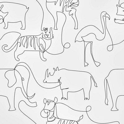 I Love Wallpaper Lines At The Zoo Wallpaper In Monochrome from B&Q