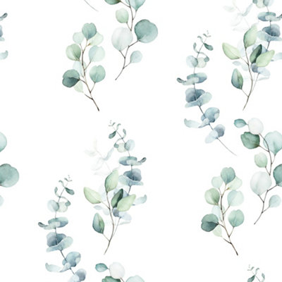 I Love Wallpaper Trailing Eucalyptus Wallpaper In Soft Greens from B&Q