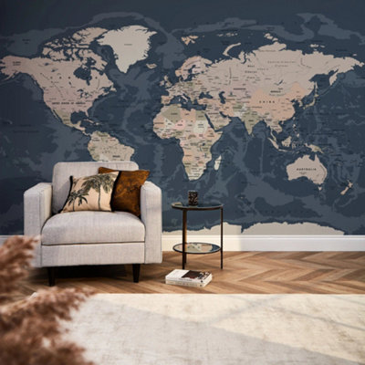 I Love Wallpaper World Map Mural In Dark (300Cm X 240Cm) from B&Q