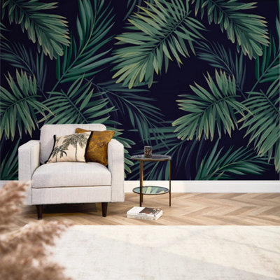 I Love Wallpaper Midnight Tropics Mural In Green from B&Q