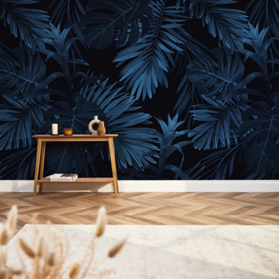 I Love Wallpaper Midnight Tropics Mural In Navy from B&Q