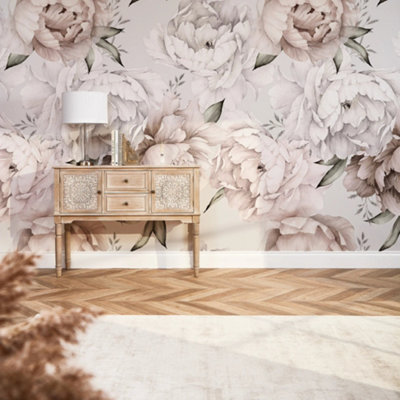 I Love Wallpaper Vintage Peony Mural In Blush (300Cm X 240Cm) from B&Q
