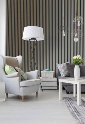 Proclad Oak Wood Slat Wall Panel 240cm x 60cm Grey - Image 3