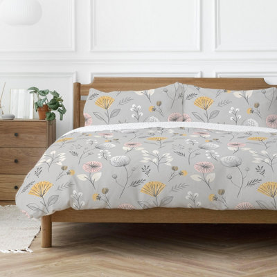 Copenhagen Home Olia Duvet Cover Set Scandi Floral Silver from B&Q