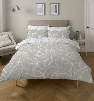 Copenhagen Home Pablo Reversible Double Duvet Cover Set With PillowcasesStone from B&Q