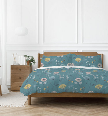 Copenhagen Home Olia Reversible Superking Duvet Cover Set With PillowcasesTeal from B&Q