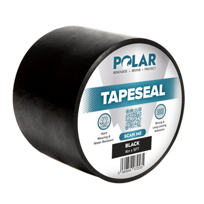 Polar Black Tapeseal - 4" X 5Ft - Instant Waterproof Seal - Interior & Exterior - Ideal For Doors, Windows, Roofs, Gutters Size 4
