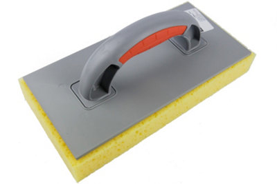 Toolty Incised Sponge Grouting Float 280X140X30mm Yellow Medium Dense Two Component Handle Tiling Finishing Trowel Floors Walls from B&Q