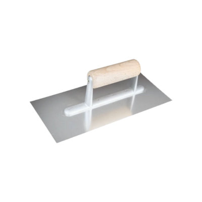 B&Q -  Stainless Steel Smoothing Trowel With Closed Wooden Handle 270mm For Smoothing Plaster Mortar Adhesive Plastering Diy