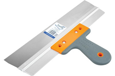 Toolty Filling Taping Spatula With Rubber Handle On Aluminium Profile 350/60mm Stainless Steel For Plastering Finishing Rendering from B&Q