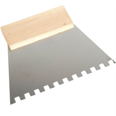Toolty Stainless Steel Adhesive Notched Trowel With Wooden Handle180mm6X6mmFor Tiling Plastering Rendering Diy from B&Q