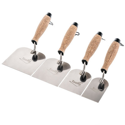Toolty Margin Wall Putty Finishing Trowel With Cork Handle Set 4Pcs 6080100120mm For Brickwork And Plastering Rendering from B&Q
